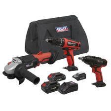 Sealey 20 Volt Cordless Combi Drill Impact Wrench Grinder Tool Kit cp20vcomb1