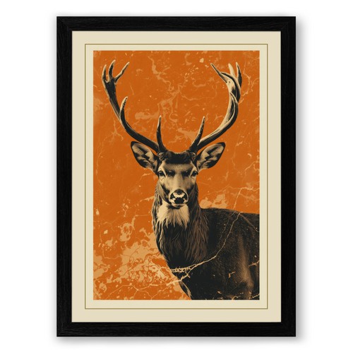 Stag earth rustic framed - rustic,
