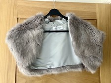 Helen Moore bridal bridesmaid wedding faux fur bolero, shrug, opal, size S
