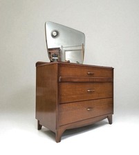 VINTAGE RETRO LEBUS CHEST OF 3 DRAWERS MIRROR DRESSING TABLE 1950s Mid Century