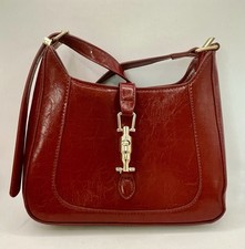 Burgundy Shoulder Bag Barrel Clasp Extra Strap Inside Pocket Faux Leather Look