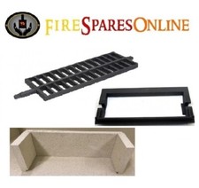 Tiger Stove Genuine Cast Iron Grate & Grate Frame with Compatible Fire Bricks