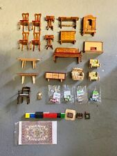 Wooden Dolls House Furniture Bundle Wood Doll Toys Miniature