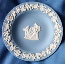 Boxed Wedgwood Blue Lavender Jasperware Round Trinket Dish Tray Wedgewood Cupid