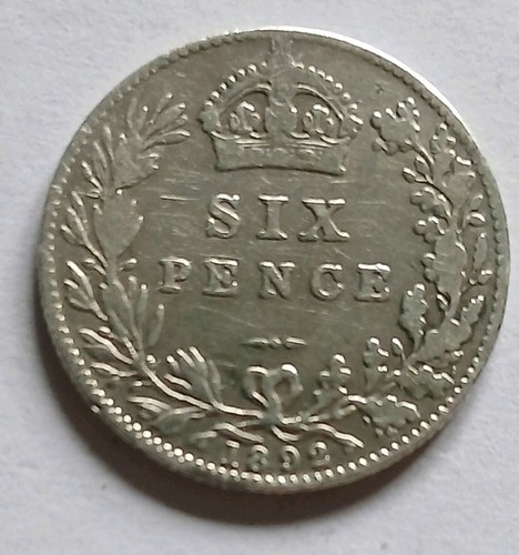 1892 silver sixpence - silver,