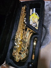 Student Alto Saxophone. With case and sdisplay stand. 
