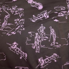 Golf Toile Pink Brown Sateen