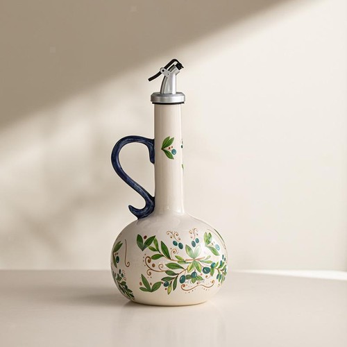 Ceramic olive oil dispenser - olive,
