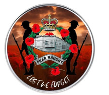 Royal Tank Regiment remembrance lest we forget lapel pin badge 25mm