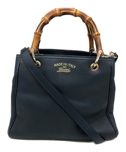 Gucci bamboo 336032 navy bag - bamboo,