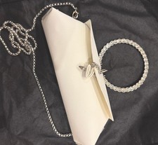 White Clutch Bag with Silver