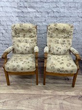 Cintique Teak Armchairs - Floral Fabric  x 2 