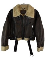 ZARA Brown Type B-3 Bomber Jacket size M Womens Faux Leather Aviator Flight