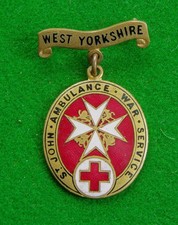 Scarce WW2 St Johns Ambulance War Service - West Yorkshire Numbered 1712 to rear