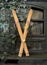 Handmade wooden skis ornament