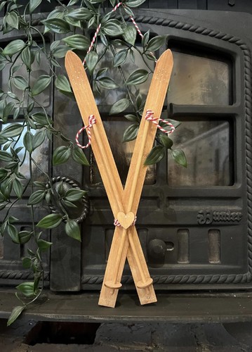 Handmade wooden skis - , ornament