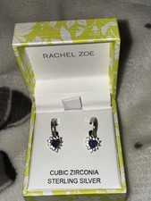Sterling Silver And Cubic Zirconia Dangly Heart Earrings In Box