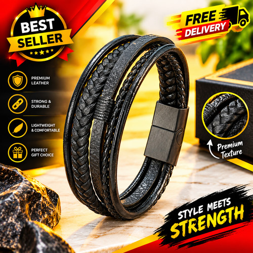 Hand woven leather bracelet - woven,