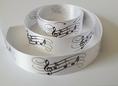Music note ribbon 25mm wide - music,