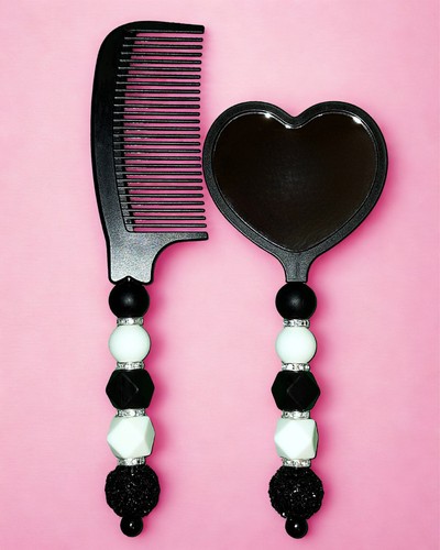 Black white beaded - beaded, mirror