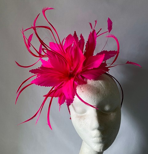 Cerise feather fascinator - fascinator, for