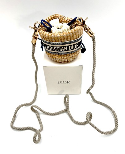Dior straw mini pouch cosmetic - pouch,