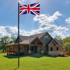 25FT/7.5M Aluminum Telescopic Flag Pole Flagpole w/Black Ball Kit Set Garden Use