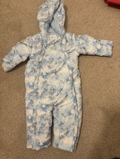Boys M&S Pramsuit Blue Mix Aged 12-18 Months