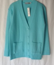 NEW LADIES ACRYLIC KNITTED V NECK PLAIN CARDIGAN WITH POCKETS*22 COLOURS*6 SIZES