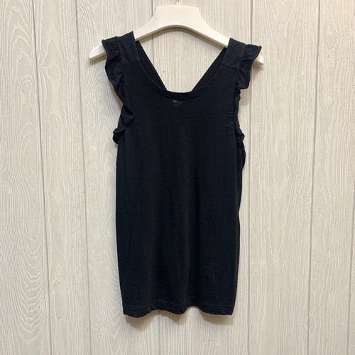 Loft black ruffle tank medium - black,