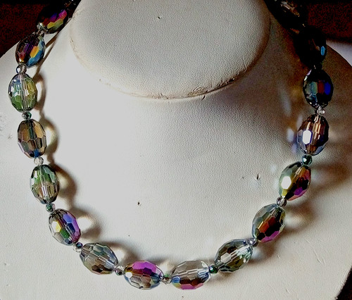 Preowned oval lustre glass