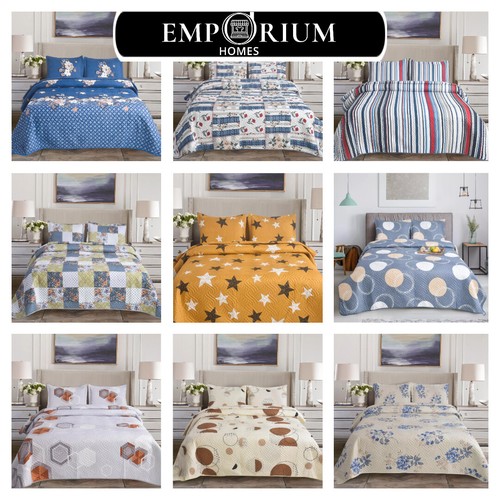 3pcs printed quilted bedspread - quilted,