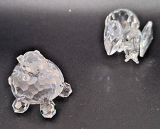 2 MINIATURE GLASS ANIMALS - ELEPHANT & TURTLE  (IN THE STYLE OF SWAROVSKI)