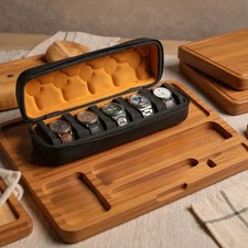 Hard Slot Watch Travel Case Watch Roll Organizer Form-Fitting Pillow Red Lining