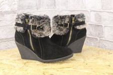 BLACK SUEDE WEDGE HEEL ANKLE