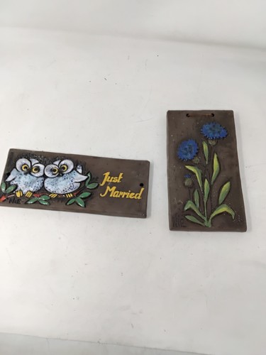 Vintage ceramic plaque owls - plaque,