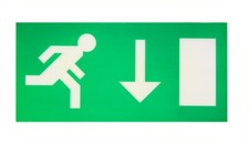 Emergency Exit Sign, Arrow Down, 41cm x 19cm. UK Made   Ref B2