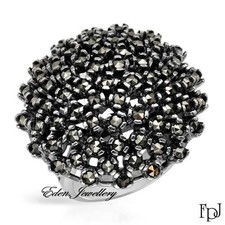 US$270 FPJ Gorgeous Diva Ring Large Size Genuine Marcasites 925 Sterling Silver