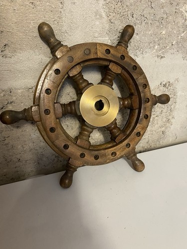 Vintage wooden boat - wooden, steering