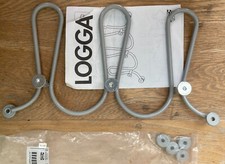  IKEA Logga Wall Hanger 15 inch 3 Knobs Hooks Coat Hat Scarf Rack Silver