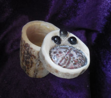 Leopard Skin Jasper Onyx Goddess Stash Box Cruelty Free Antler Ring Trinket Case