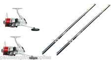 2 x  12ft 2pc Beach / Beachcaster Sea Fishing Rods + 2 Silk 70 Reels 