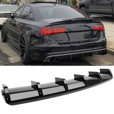 For Audi A4 A5 A6 A7 Rear Bumper Diffuser Spoiler Shark Fin Splitter Gloss Black