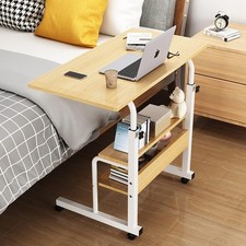 Adjustable Height Mobile Rolling Computer PC Laptop Over Bed Desk Overbed Desk