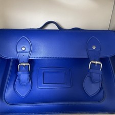Blue Faux Leather Satchel