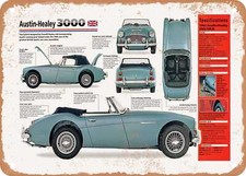 Classic Car Art - 1964 Austin-Healey 300 Spec Sheet - Rusty Look Metal Sign