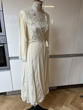 VINTAGE JANET REGER LACE NIGHTIE DRESSING GOWN 2 PIECE SIZE 10 CREAM 100% SILK