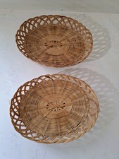 2 Oval Wicker Weave Baskets 8" x 6"
