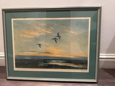 Peter Scott signed print and a signed Roland Green print in Matching modern fram