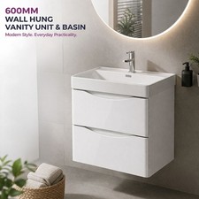 600mm White Gloss Wall Hung